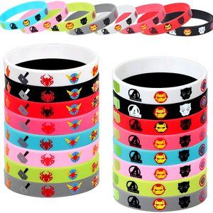 16 pcs Superhero Bracelets Rubber Wristbands for Kids